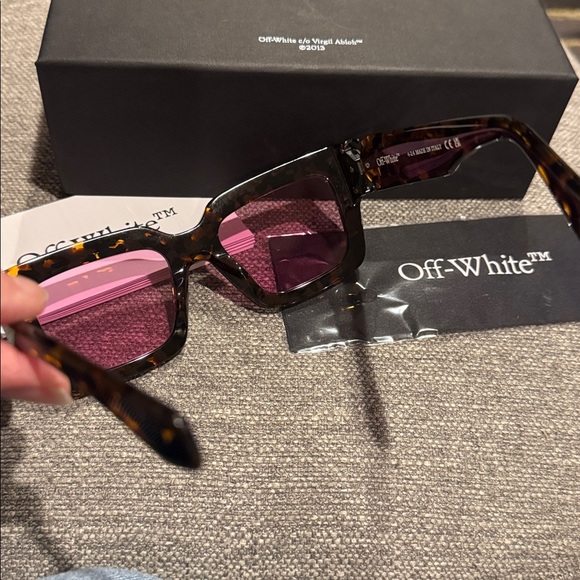 OFF WHITE MYSTIC RECTANGULAR TORTOISESHELL UNISEX SUNGLASSES. PINK LENSES. NEW main image 8